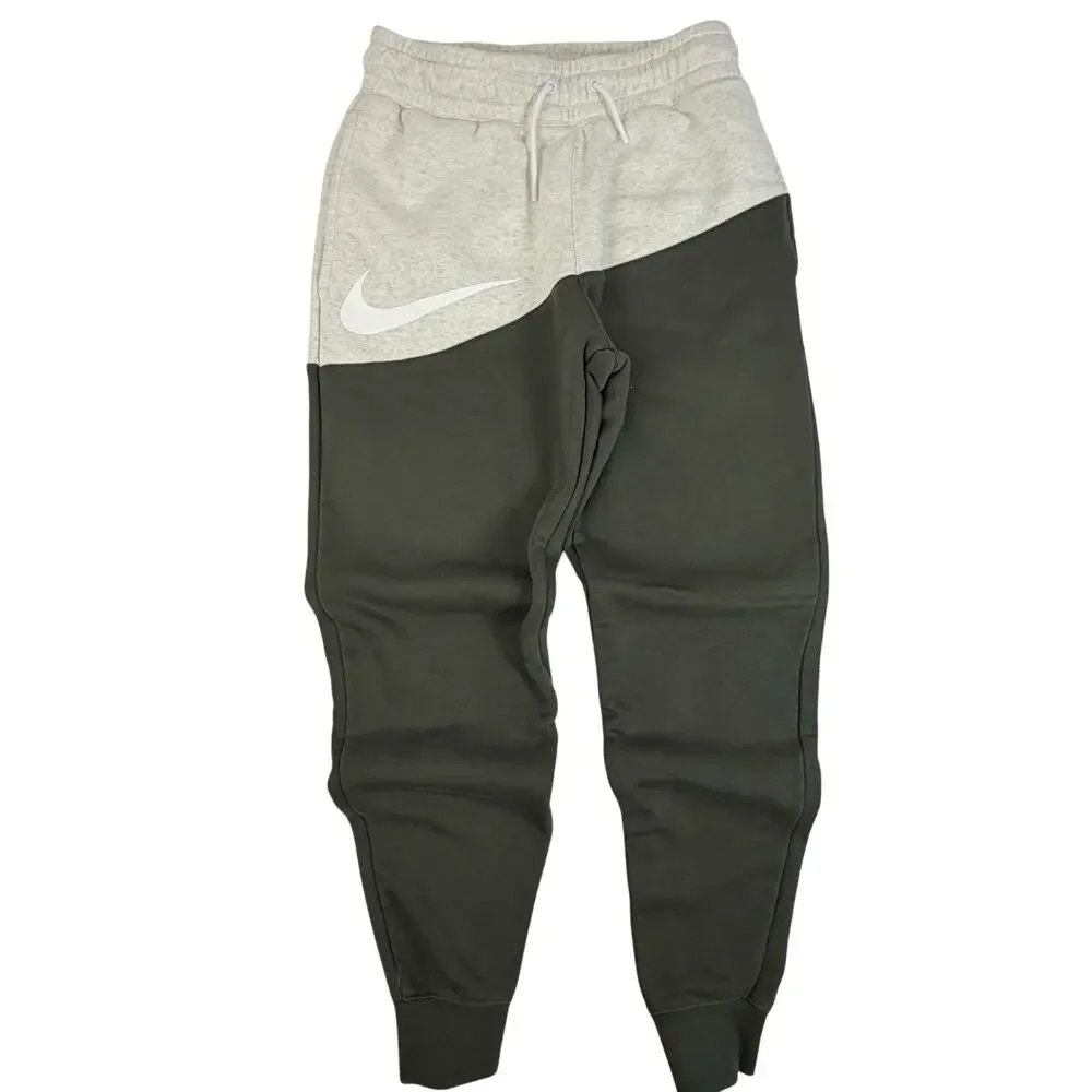 Nike Sportswear Joggers Mens Small Gray Black Colorblock Swoosh Sweatpants